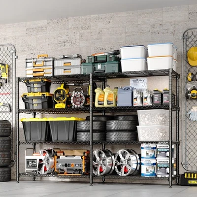 Estantes de almacenamiento 1000 lb estantería metálica 4 niveles unidad de estantería de alambre estantería de garaje Foto 1 de 4