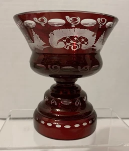 Candelabro de doble cara de vidrio transparente corte rubí checo Egermann Bohemia de colección - Imagen 1 de 7