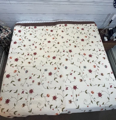 Colcha acolchada bordada nostálgica completa/queen talla 88”x91” cabaña retro Foto 1 de 4