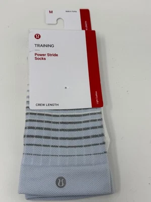 Lululemon Power Stride Crew Socks Light Blue Reflective Size M Women's 6.5-8.5 - Image 1 of 3