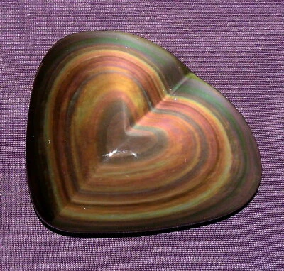 Regenbogen-Obsidian poliert, Mexico, Herz, 61,2g 62x56x17mm, Heilstein - Bild 1 von 4