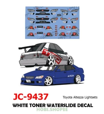 JC-9437 White Toner Waterslide Decals Altezza Lights Diecast 1:64 Hot wheels - Image 1 of 3