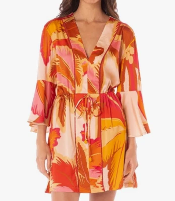 Maaji Mujer Selva Palma Agradable Rojo Desbordamiento Kaftán Floral Talla S Nuevo con Etiquetas Foto 1 de 4