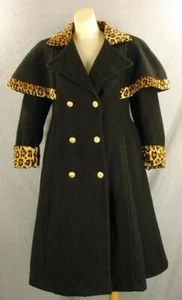 Miele 80's vintage Princess Cape Coat with Leopard Trim Junior 5 XSP - Picture 1 of 12