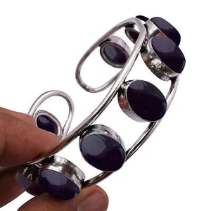 Amethyst Gemstone 925 Sterling Silver Plated 2Pcs Cuff Bangles Lot LCB-219 - Picture 1 of 1