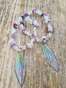 Feenflügel Heilarmband: Kristallquarz, Amethyst, Prehnit - Feen... - Bild 1 von 4