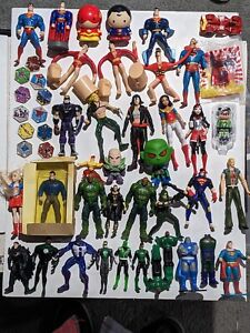 DC Action Figures Lot of 50 Pieces, Clark Kent on card, Green Lantern +