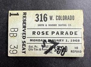 Boleto vintage 1968 Rose Parade 1/1/68 - Imagen 1 de 1