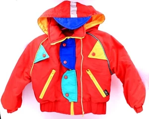 Rainbow Parka Coat,Nylon,Hood,Red,Zippered Pockets,Reflective Stripe,Child Sz.3 - Picture 1 of 3