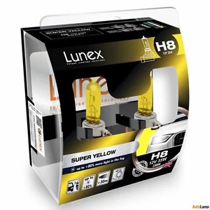 H8 Lunex SUPER YELLOW 2300K 708 12V 35W Halogen Headlamps PGJ19-1 Hard Case - Picture 1 of 1
