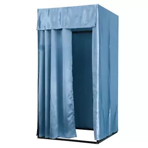 Clothing Store Changing Room with Curtain and Hook, Fitting Room, Blue - Picture 1 of 6