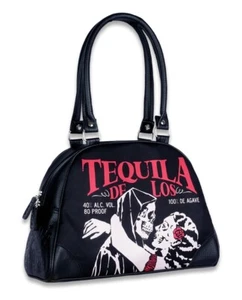 Liquor Brand Tequila Alcohol Drinks Skulls Gothic Bowler Bag Purse LB-ABBO-2004 - Picture 1 of 3