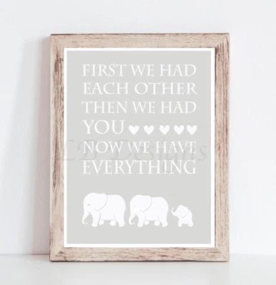 Gray Elephant Nursery Print, Gender Neutral Safari Nursery Decor 8x10 Unframed - Image 1 of 3