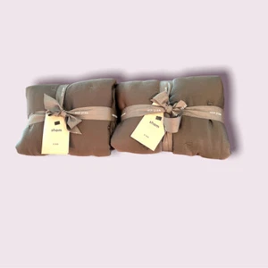 West Elm Two (2) Belgian Linen Cotton Classic King Shams Grey NWT! - Picture 1 of 3