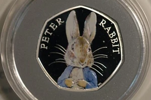 2016 Peter Rabbit Fifty Pence 50p Silver PROOF Royal Mint Box and COA - Picture 1 of 3