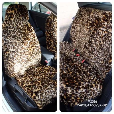 For Subaru Justy  - LEOPARD Faux Fur Furry Car Seat Covers - Full Set - Image 1 of 4