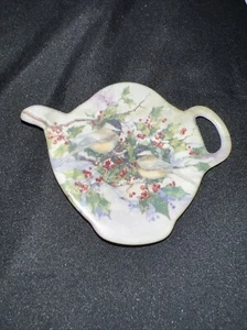 Beautiful Italy Melmac Tea Bag Cozy w/ Adorable Birds Holly Tea Bag Holder - Picture 1 of 2