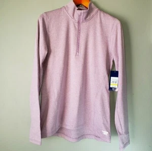 Reebok 1/4 Zip Pull Over Shirt Long Sleeve Thumb Holes Size L Heather Purple NEW - Picture 1 of 9