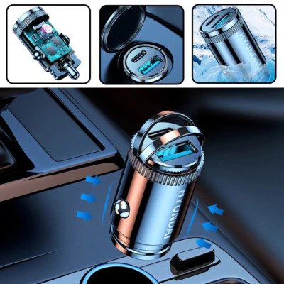 Mini Dual USB Type-C PD Car Phone Charger 30W Fast Charge Adapter Accessori ✲ - Image 1 of 4