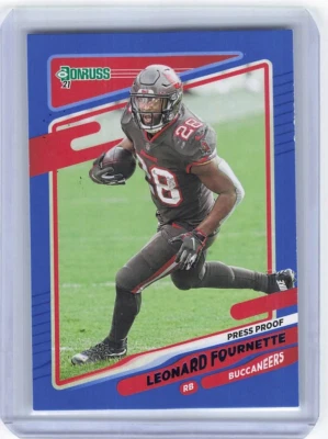 2021 Donruss Press Proof Blue Leonard Fournette - Tampa Bay Buccaneers - Image 1 of 2