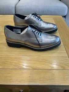 Dune London ‘Furne’ Uk 5 Metallic Gold/ Silver Lace Up Shoes, Leather,Never Worn - Picture 1 of 12