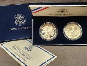 2001 American Buffalo Commemorative Set Silver Dollar Proof & Uncirculated - Picture 1 of 9
