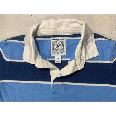 Camisa de rugby vintage Lands End para niños manga larga rayas azules talla M 10-12 Foto 1 de 4