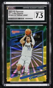 2021-22 Panini Donruss Holo Green & Yellow Laser Luka Doncic #77 CGC 7.5 - Picture 1 of 3