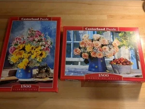 NEW 2 Puzzle Lot! Bunch of Roses & Flower's Shine Castorland 1500 Pc Each!!  - Picture 1 of 6