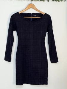 Theory Bodycon Houndstooth Jacquard Plaid Sheath Dress Dark Currant Small Petite - Picture 1 of 13