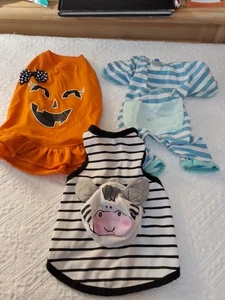 Dog Clothes Variety Lot Of 3 Tags Say Med, But They Are XS-Sm See Measurements  - Picture 1 of 10