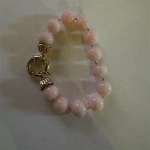 Pulsera Vintage Rosa Cuentas Cierre Tono Dorado Ajustable - Imagen 1 de 4