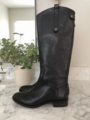 Botas de montar Sam Edelman Penny hasta la rodilla talla 8 cuero negro cremallera alta Foto 1 de 4
