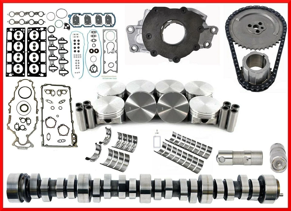 Kit de reconstrução de motor 6.0L alto desempenho estágio 2 câmera desleixada pistões topo plano +++ - Imagem 1 de 4