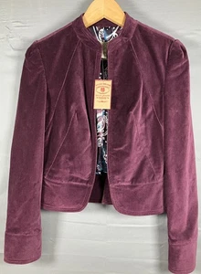 Lucky Brand Jacket Womens Small Velvet Paisley Lined Cropped Blazer 7WP3000 - Picture 1 of 12
