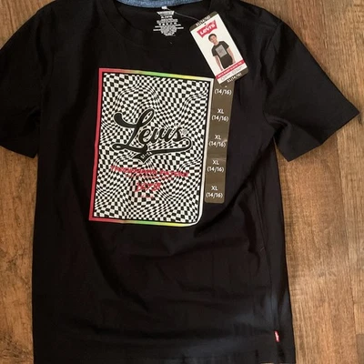 Camiseta de manga corta con logotipo de marca Levi's para niños talla L 14/16 negra Foto 1 de 3