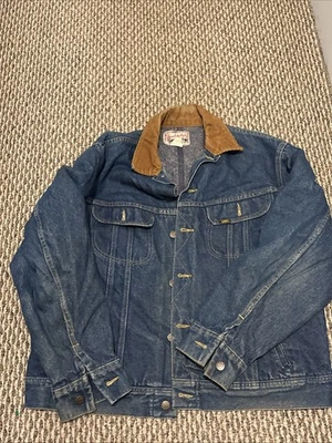 Vinatge Lee Storm Rider Wool Blanket Lined Denim Jacket Men’s 44R Rare Great - Image 1 of 4