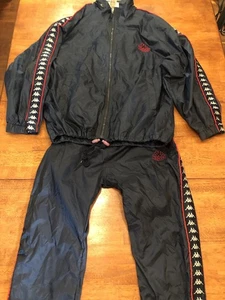 Kappa Tracksuit Men Small Full Zip Jacket Pants Omini Tape Spell Out Set 2 Piece - Picture 1 of 18