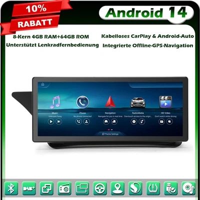 10.25" 64GB Android 14 Autoradio CarPlay Mercedes E-Klasse W207 C207 A207 NTG4.0 - Bild 1 von 4