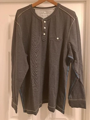 Tommy Bahama Dark Gray Cotton Blend 2XL Long Sleeve 3-Button Henley - Image 1 of 4