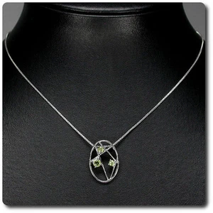 PENDIENTE PERIDOTO + CADENA De Plata 925 + Baño De Oro Blanco - Imagen 1 de 1