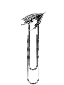 F29 Large Fly fish fine English Pewter on a slide clip bookmark Holder book page - Picture 1 of 1