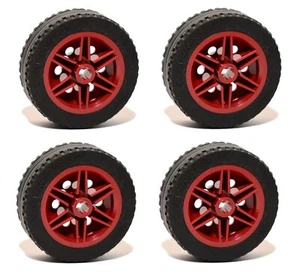 š LEGO Technic Large DARK RED Wheels Tires 43.2 x 14 mm Set x4 NEW LEGO # š A - Picture 1 of 4