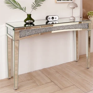 Konsolentisch silber Glas Schminktisch verspiegelte Möbel Spiegelkommode kare - Bild 1 von 13
