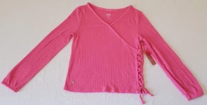 NWT Justice Girls Pink Top Sweater Size L (12/14) V-Neck Long Sleeve - Picture 1 of 16