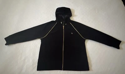 VNT Lauren Ralph Lauren Negro Terciopelo Cremallera Sudadera con Capucha Detalles Dorados Talla Pequeña Grande Foto 1 de 4