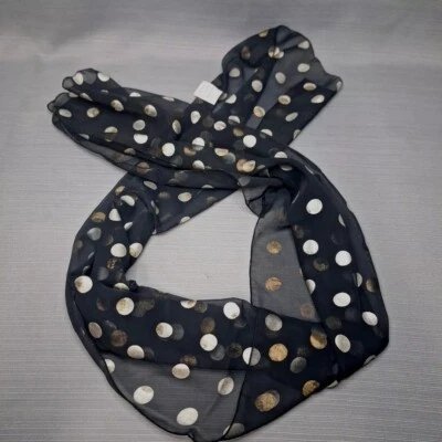 Rectángulo vintage Ray Strauss negro con lunares dorados y plateados 28,5"×13" Foto 1 de 4