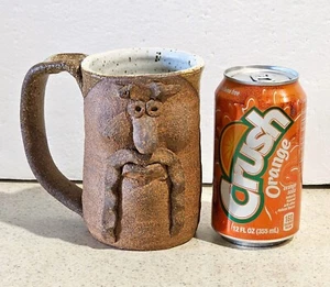 Vintage Robert Weiss Becher Tasse Kunstkeramik hässliches lustiges Gesicht langer Schnurrbart 16 Unzen - Bild 1 von 11