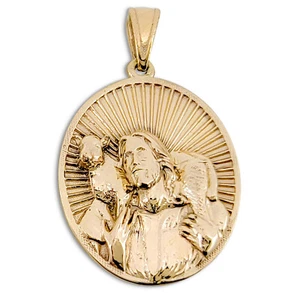Solid 18K Yellow Gold Jesus Shepherd Pendant, Gold Lamb Of God Pendant - Picture 1 of 10