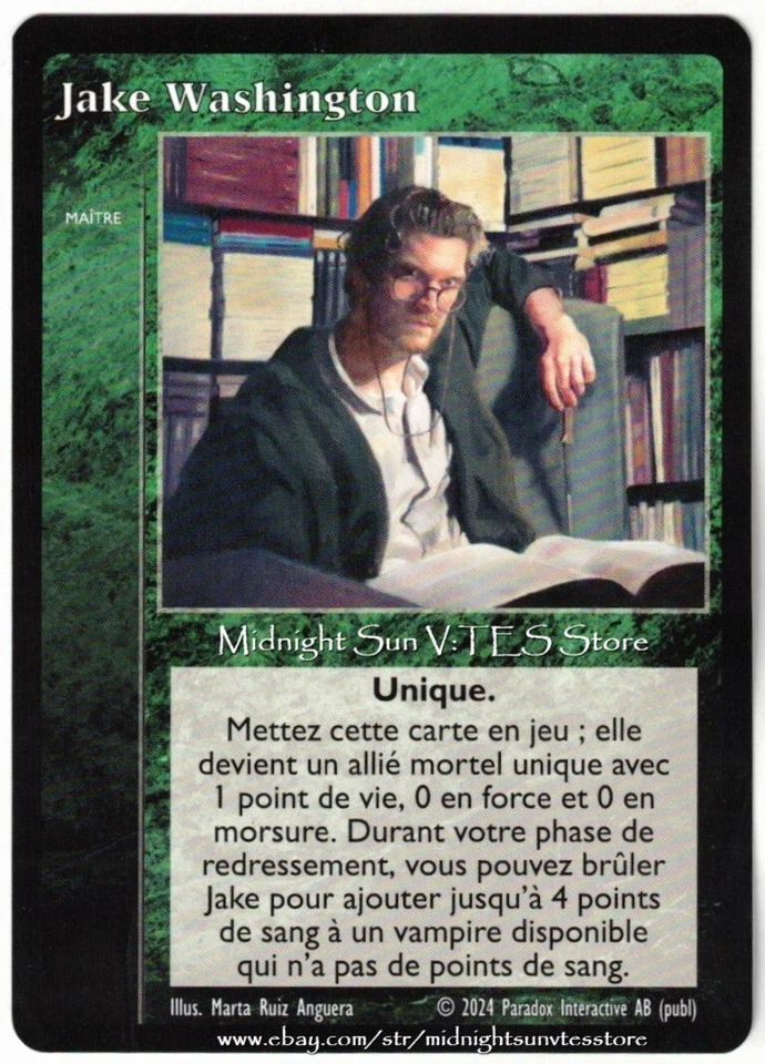 Jake Washington (New Art) French Promo 2024 V:TES VTES Vampire CCG - Image 1 of 1